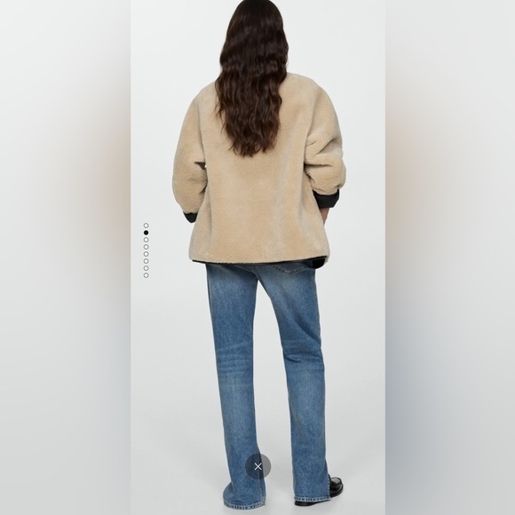 Mango Fur Effect Coat with appliqués. XS oversized fit - Picture 2 of 8